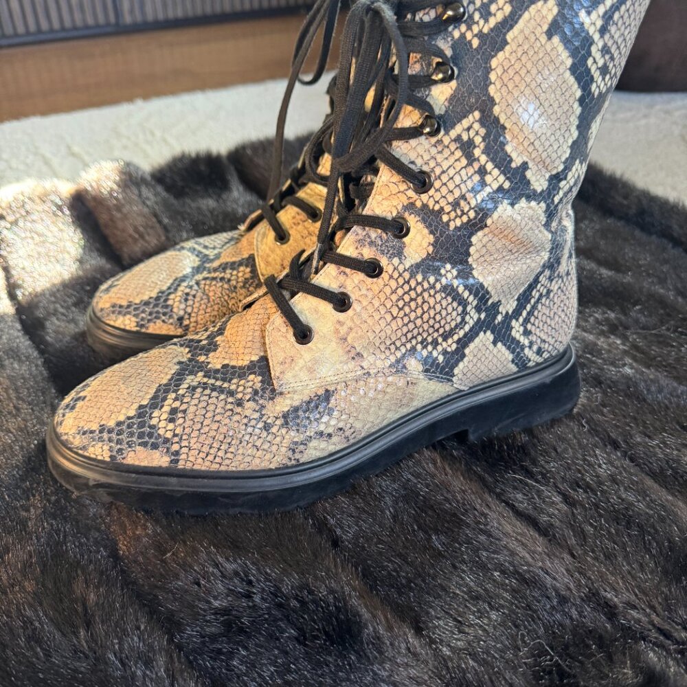 Stuart Weitzman Mc Kenzee python embossed combat … - image 3